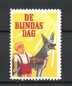 Reklamemarke Der Blindentag, Junge mit Blindenhund