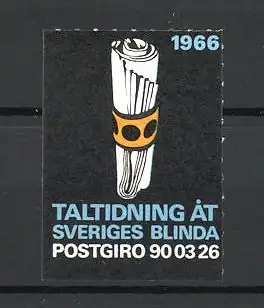 Reklamemarke Taltidning àt Sveriges Blinda, Blindentag 1966, Blindenbinde