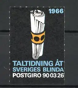 Reklamemarke Taltidning àt Sveriges Blinda, Blindentag 1966, Blindenbinde