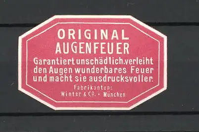 Reklamemarke München, Original "Augenfeuer" der Firma Winter & Co.