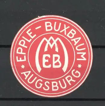 Präge-Reklamemarke Augsburg, Epple-Buxbaum