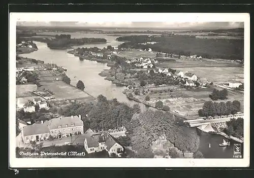 AK Prierosbrück / Marl, Gasthaus, Ortsansicht aus der Vogelschau