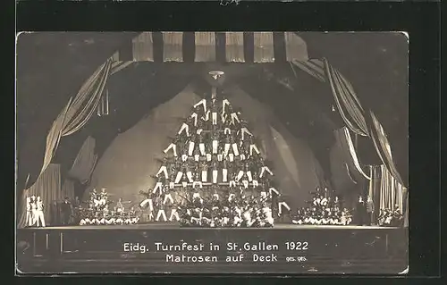 AK St. Gallen, Eidg. Turnfest 1922, Matrosen auf Deck