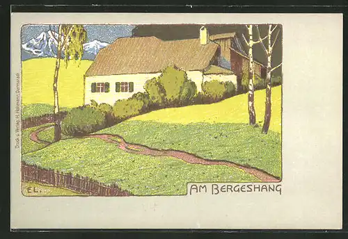 Künstler-AK Ernst Liebermann: Haus am Bergeshang