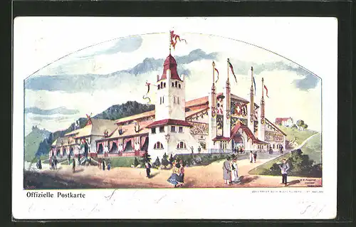 Lithographie St. Gallen, Eidg. Schützenfest 1904, Festhalle