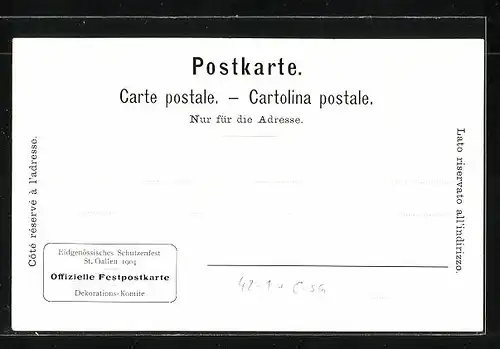 Lithographie St. Gallen, Eidgenössisches Schützenfest 1904, Festgelände