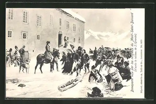 AK Napoleon recu par les religieux du Mont-Saint-Bernard