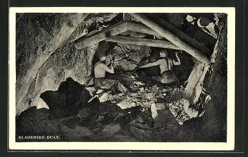 AK Bergbau, Männer bei der Arbeit im Stollen