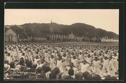 AK St. Gallen, Eidg. Turnfest 1922, Turner bei Übungen auf dem Sportplatz