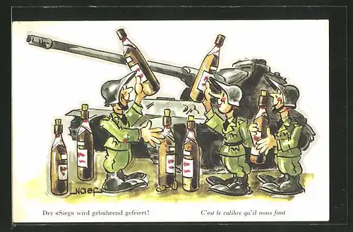AK schweizer Soldaten am Panzer feiern ihren Sieg