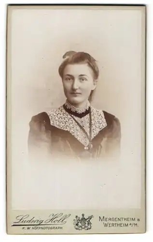 Fotografie Ludwig Holl, Mergentheim, Wertheim a/M, Portrait junge bürgerliche Dame