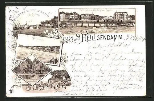 Lithographie Heiligendamm, Villenreihe, Burgplatz, Ortsansicht