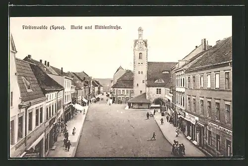 AK Fürstenwalde / Spree, Markt mit Mühlenstrasse