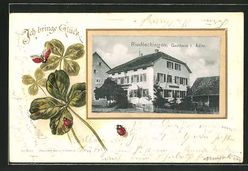 Passepartout-Lithographie Riedöschingen, Gasthaus zum Adler, Klee
