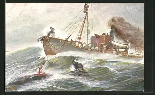 Künstler-AK Christopher Rave: Walfänger auf hoher See