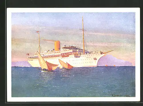 Künstler-AK Robert Schmidt: Passagierschiff Stella Polaris kreuzt vor der Küste