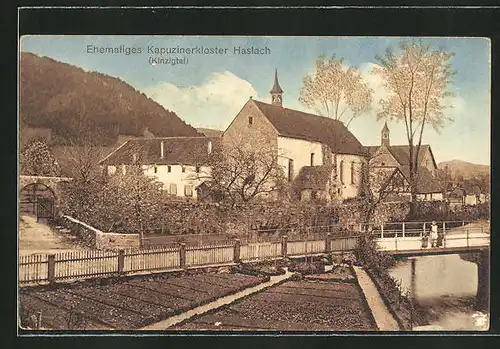 AK Haslach / Kinzigthal, Brückenpartie am ehemaligen Kapuzinerkloster