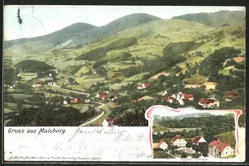 AK Malsburg, Panorama und Gasthaus z. Kranz