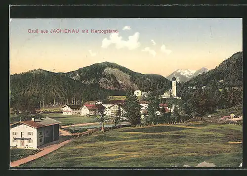 AK Jachenau, Panorama mit Herzogenstand