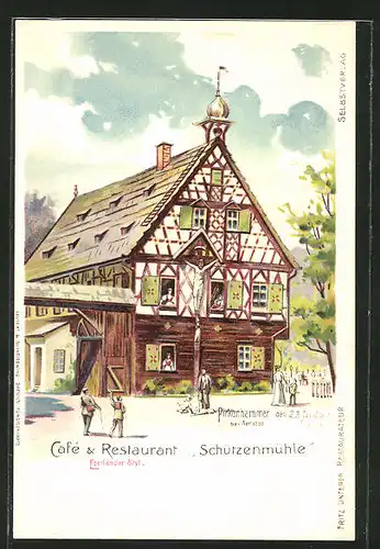 Lithographie Pirkenhammer, Café & Restaurant "Schützenmühle"