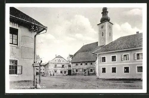 AK Hörsching, Strassenpartie an der Kirche