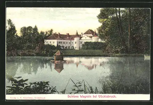 AK Vöcklabruck, Schloss Wagrain vom Wasser aus gesehen