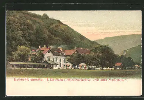 AK Baden-Helenenthal, J. Dietmann's Hotel-Restaurant "Zur alten Krainerhütte"