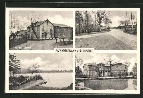 AK Weddelbrook i. Holstein, Wolters Gasthof, Strassenpartie, am See