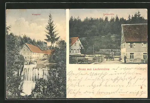 AK Laufenmühle, Wasserfall, Partie an der Laufenmühle