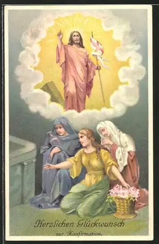 AK betende Frauen mit Jesus, Konfirmation