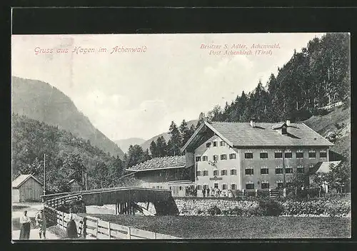 AK Hagen im Achenwald, Blick auf das Gasthaus von S. Adler
