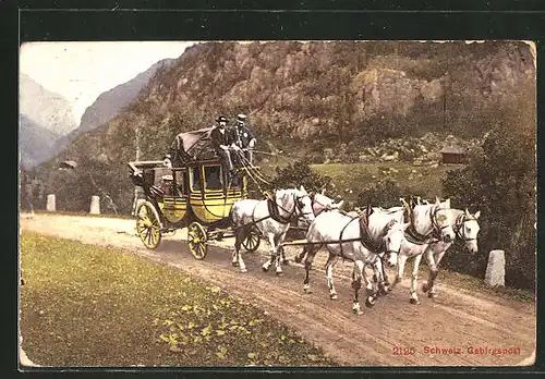 AK Postkutsche der Schweiz. Gebirgspost