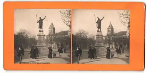 Stereo-Fotografie Fotograf unbekannt, Ansicht Bordeaux, Statue de Vercingetorix