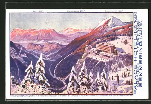 Künstler-AK Semmering, Palace-Hotel (Deisinger)