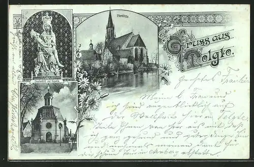 Mondschein-AK Telgte, Kapelle und Gnadenbild, Pfarrkirche