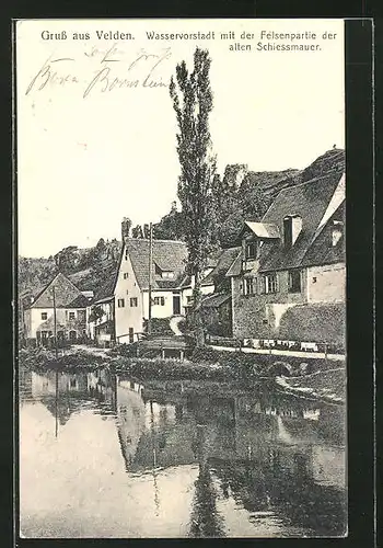 AK Velden, Wasservorstadt mit der Felspartie der alten Schiessmauer