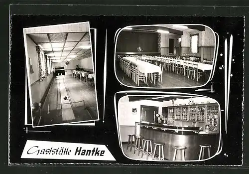 AK Brochterbeck i. Westf., Gaststätte Otto Hantke mit Kegelbahn und Bar