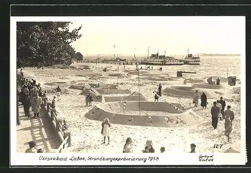 AK Laboe, Strandburgenprämierung 1953, Sandplastik