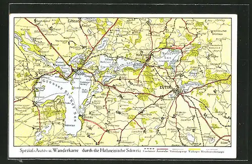 AK Plön, Landkarte der Region östlich der Stadt