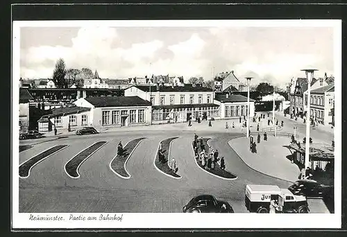 AK Neumünster, Strassenpartie am Bahnhof