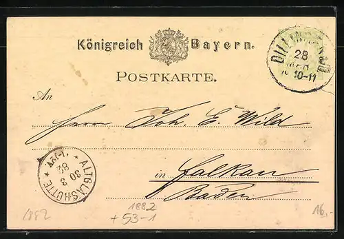 Vorläufer-AK Schretzheim, 1882, Leinenspinnerei, Weberei und Bindfadenfabrik Schretzheim