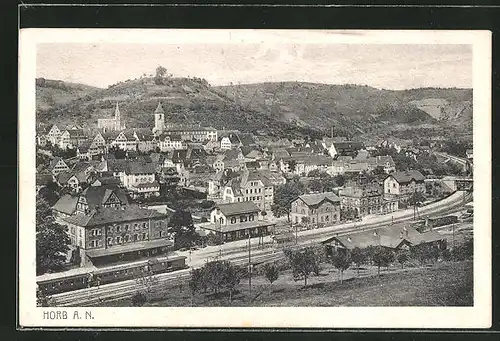 AK Horb, Totalansicht mit Bahnhof