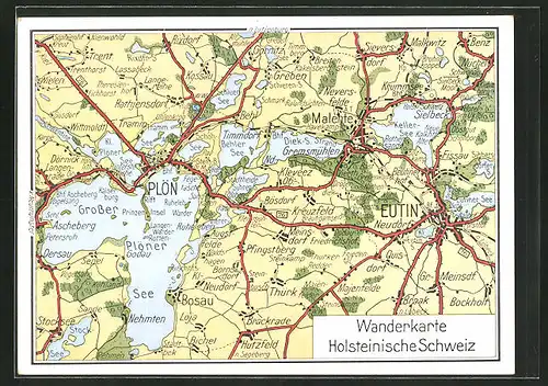 AK Plön, Landkarte Holsteinische Schweiz
