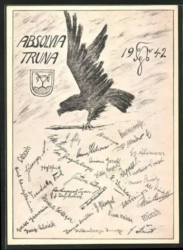 AK Traunstein, Absolvia Truna 1942, Adler und Wappen