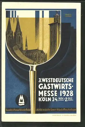 Künstler-AK Köln, 3. Westdeutsche Gastwirts-Messe 1928