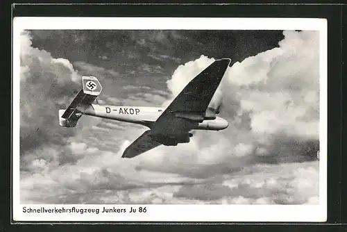 AK Schnellverkehrsflugzeug Junkers Ju 86