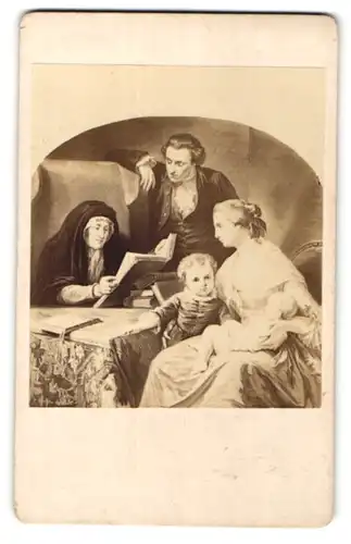Fotografie Gemälde von E. Dubufe, La lecture de la bible, Familie mit Bibel