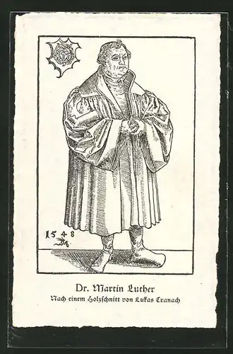 Künstler-AK Dr. Martin Luther, nach Holzschnitt von Lukas Cranach