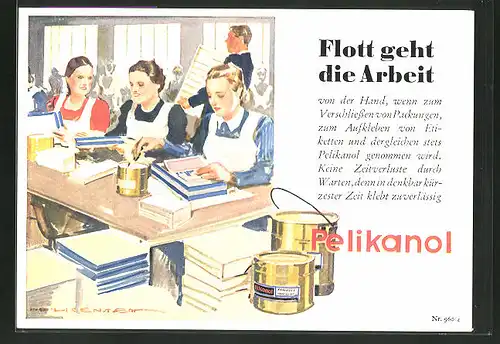 AK Reklame für Pelikanol Kleister