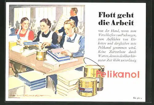 AK Reklame für Pelikanol Leim